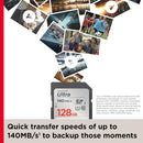 SanDisk 128GB 140MB/s Ultra UHS-I SDXC Memory Card