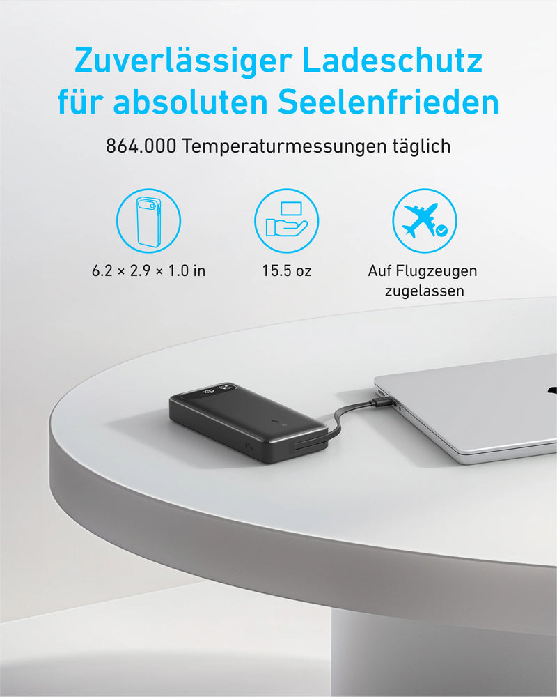 Anker Powercore 20k 20000mAh 87W PowerBank with built-in USB-C Cable & Display - A1383H11 - Black