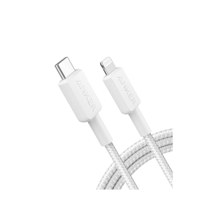 Anker 322 Durable Braided Fast-Charging USB-C to Lightning Cable 3FT - White