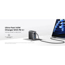 Anker Fast Charger For Four Devices 140w, 4Port, PD 3.1 - With USB-C-Cable - Black