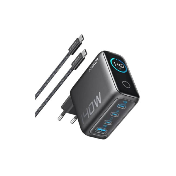 Anker Fast Charger For Four Devices 140w, 4Port, PD 3.1 - With USB-C-Cable - Black