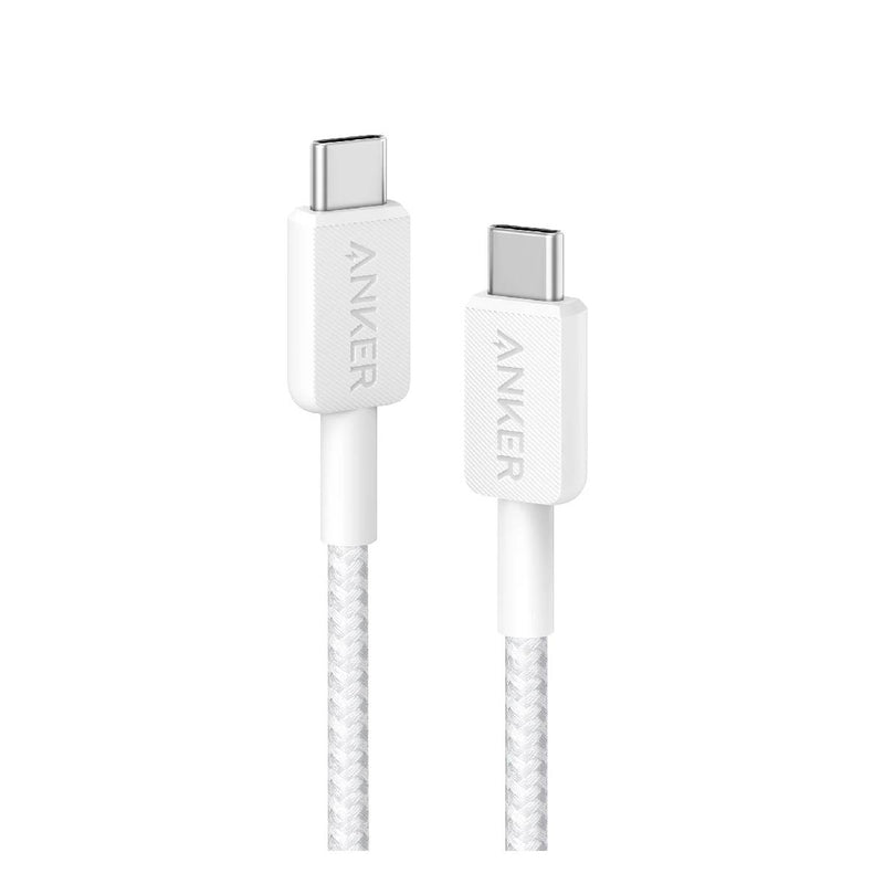 أنكر كابل 322 USB-C إلى USB-C مضفر بطول 3 أقدام - A81F5H21 - أبيض