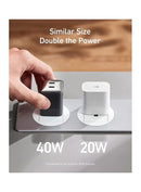 شاحن حائط أنكر 521 نانو برو، 40 واط، منفذين