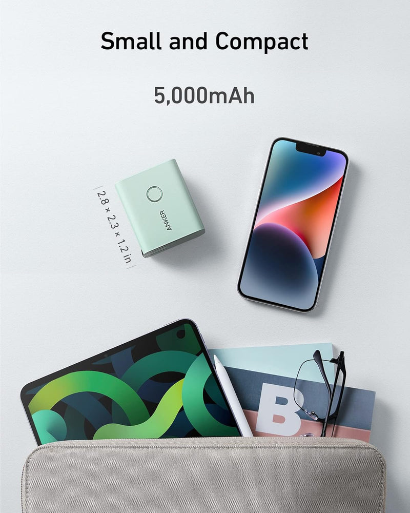 بنك الطاقة Anker 521 - PowerCore Fusion - شاحن حائطي 45 واط مع شاحن محمول، منفذ USB-C مزدوج - أبيض