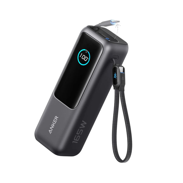 Anker Laptop Power Bank With Dual Built-In USB-C And Retractable Cable 25,000mAh 165W - A1695H11 - Black