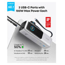 Anker Zolo Power Bank (25K, 165W, Built-In and Retractable Cables