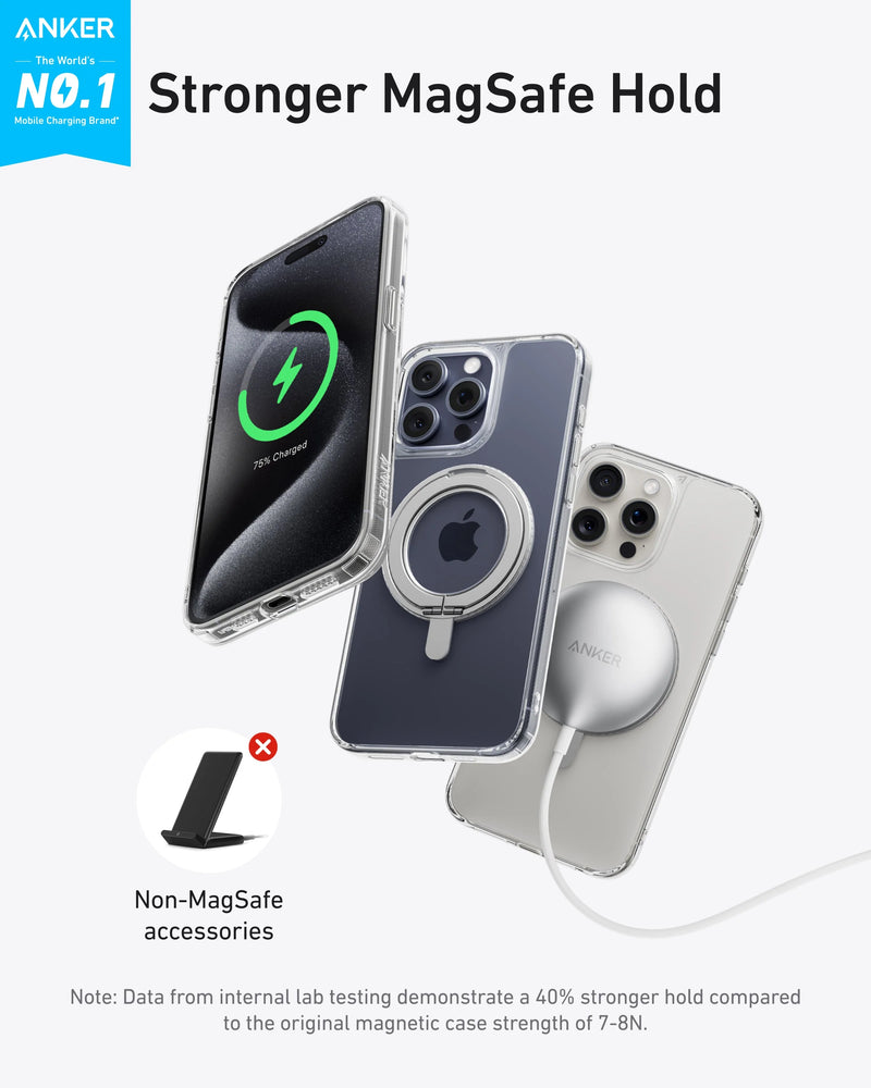 Anker iPhone 16 Pro Max Magnetic Case With Ring Stand - Clear