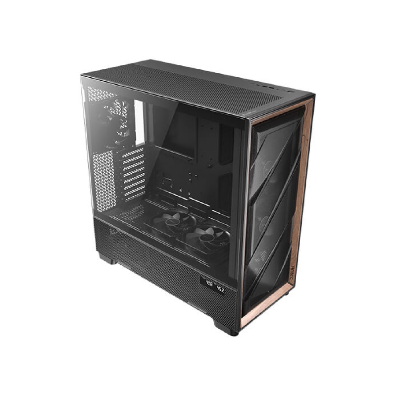 Antec Case Flux Pro 6 Fan Full Tower, High-Airflow Front Panel With Walnut Wood