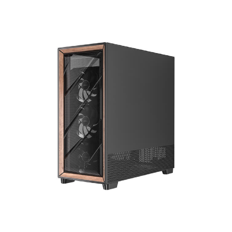 Antec Case Flux Pro 6 Fan Full Tower, High-Airflow Front Panel With Walnut Wood