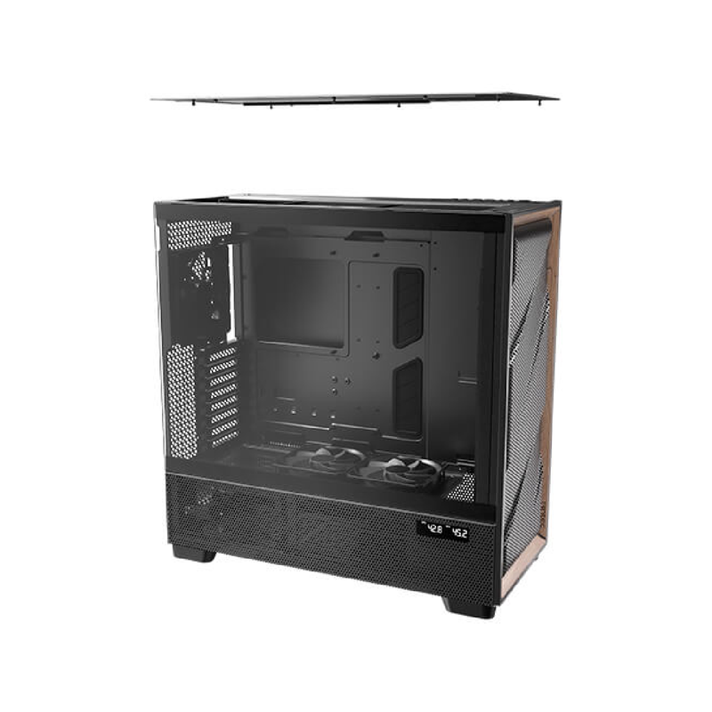 Antec Case Flux Pro 6 Fan Full Tower, High-Airflow Front Panel With Walnut Wood