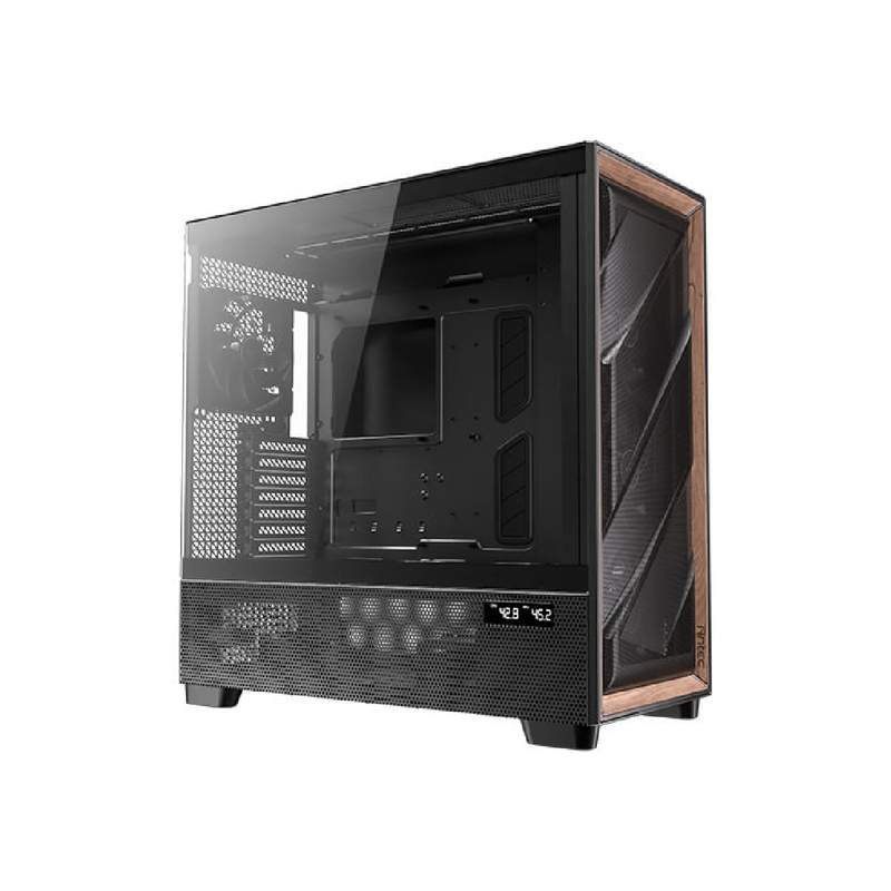 Antec Case Flux Pro 6 Fan Full Tower, High-Airflow Front Panel With Walnut Wood