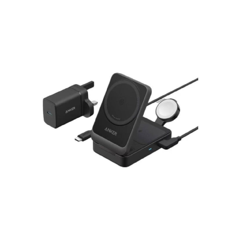محطة شحن لاسلكية Anker MagGO 3 في 1، 15 واط كحد أقصى - B2557211 - أسود
