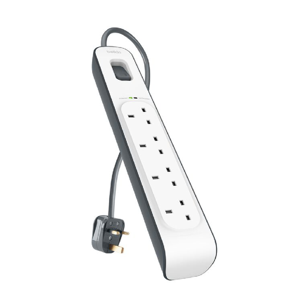Belkin 4 Outlet Surge Protection Strip with 2M Power Cord - White