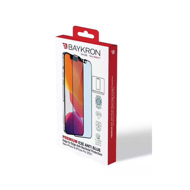 غطاء BayKron Premium E2E Anti Blue Edge to Edge Anti-Bacterial Protection لهاتف iPhone 13 Pro Max