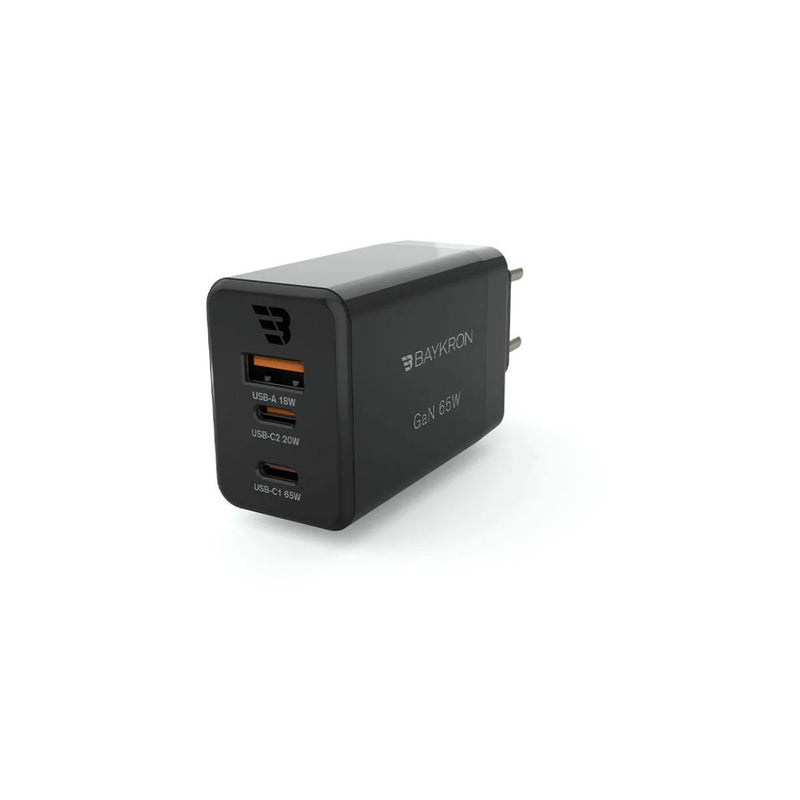 BayKron Premium Gan Ultra Charger USB-C PD65w - 20W, USB-A QC18W - Black