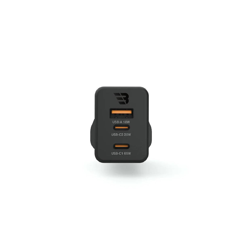 BayKron Premium Gan Ultra Charger USB-C PD65w - 20W, USB-A QC18W - Black