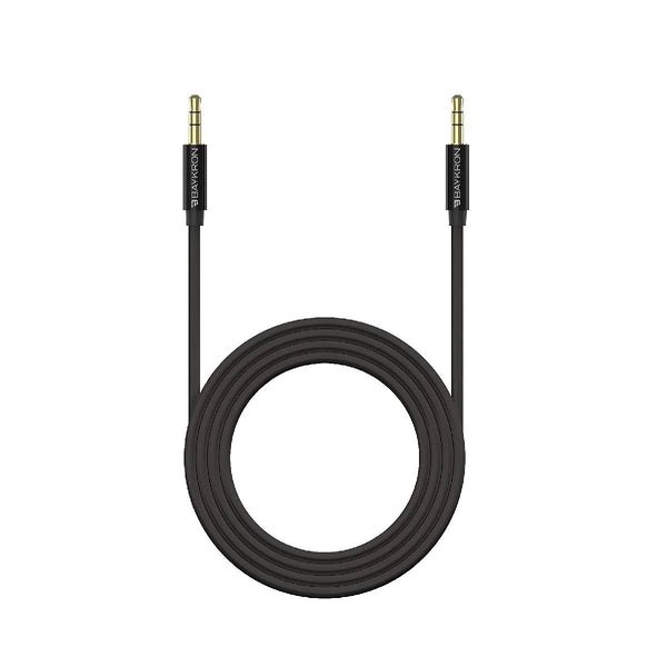 BayKron Smart Cable 1.5m Jack to Jack 3.5mm Stereo 24K Gold-Plated Connectors - Black