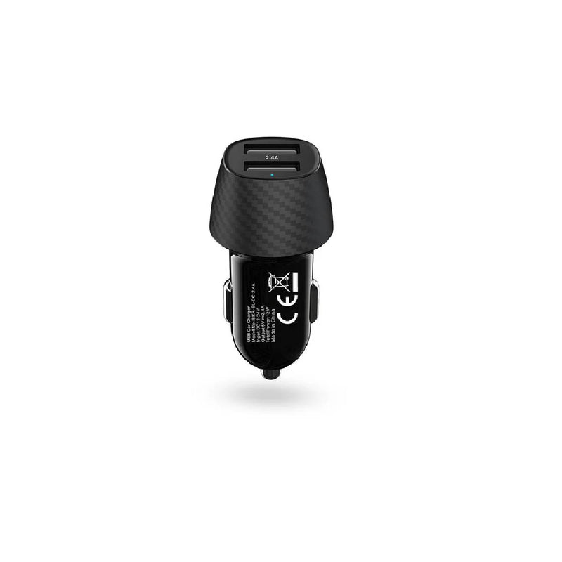 شاحن سيارة ذكي من باي كرون، منفذي USB، 12 وات - منافذ شحن سريع مع مؤشر LED - أسود