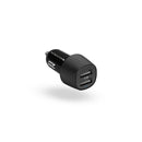 BayKron Smart Car Charger Dual USB Ports 12W - Fast Charging Ports With LED Indicator - Black