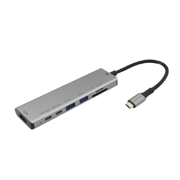 BayKron Premium Explorer Multi-HUB - USB-C  PD100W - USB 3.0 - 4KHDMI - SD, Micro SD - 7in1 - Gray