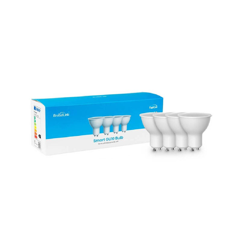 مصباح BroadLink Smart GU10 يعمل مع تطبيق BroadLink BLE - عبوة من 4 قطع - LB4GU10EU - أبيض
