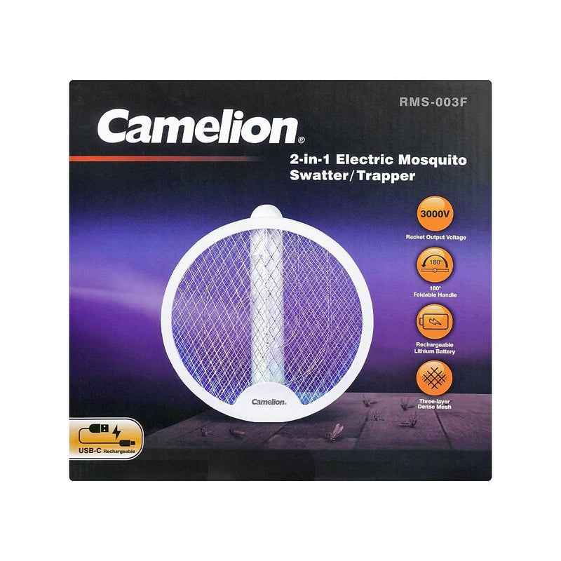 Camelion 2-In-1 Electric Mosquito Swatter/Trapper - RMS-003F - White