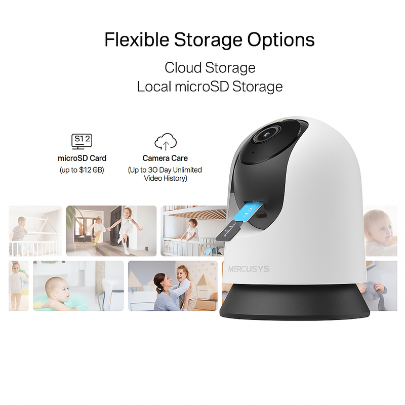 Mercusys Pan/Tilt Home Security Wi-Fi Camera 2K, MC210 - White