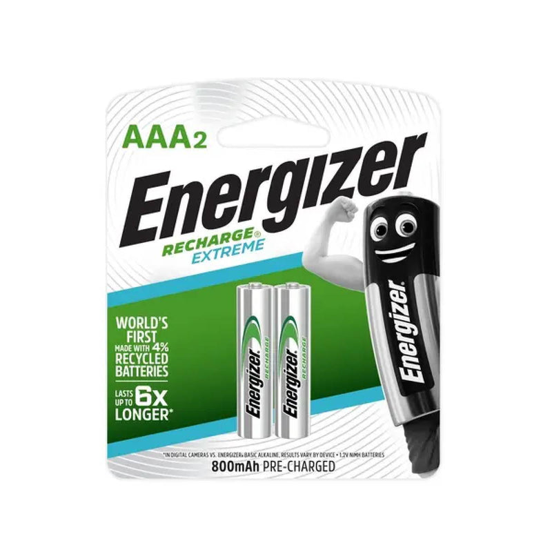 Energizer AAA2 Recharge ExTreme - 1.2V - 800mAh Pre-Charged - Lasting Power For Demanding Devices