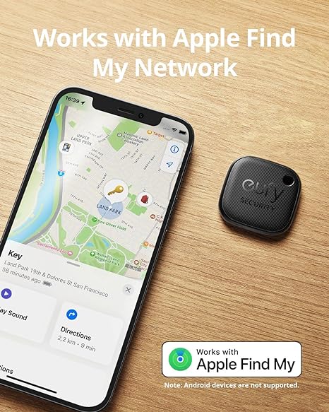 Eufy Smart Track Link Bluetooth Item Finder and Key Finder, Works with Apple Find My (iOS only) - T87B0011 - Black