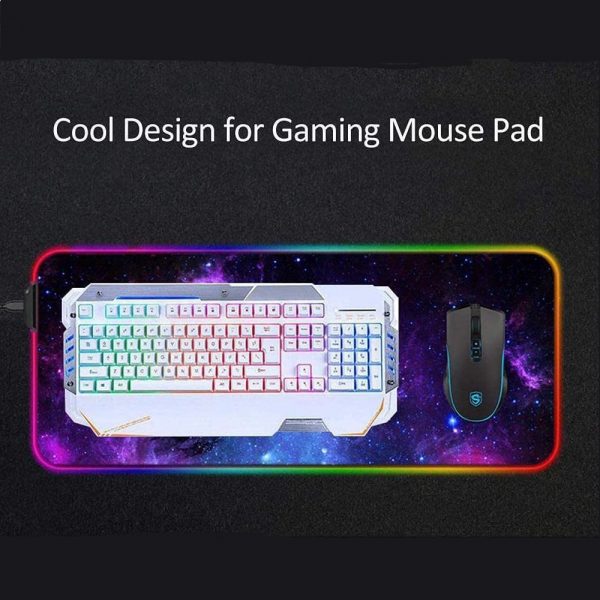 Galaxy RGB XL Large Gaming Mouse Pad, Non-Slip ,Water-Resistant , Rubber Cloth Computer Game Mouse & Keyboard Mat