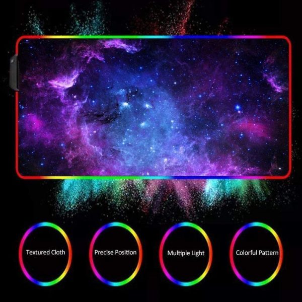 Galaxy RGB XL Large Gaming Mouse Pad, Non-Slip ,Water-Resistant , Rubber Cloth Computer Game Mouse & Keyboard Mat