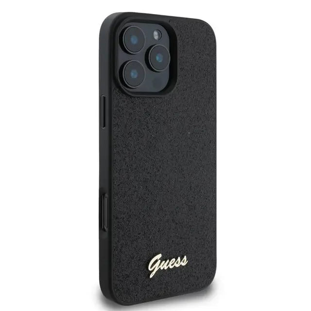 Guess Comfortable Grip Compatible with iPhone 16 Pro Max Drop Protection, Easy Snap-On - Glitter Black