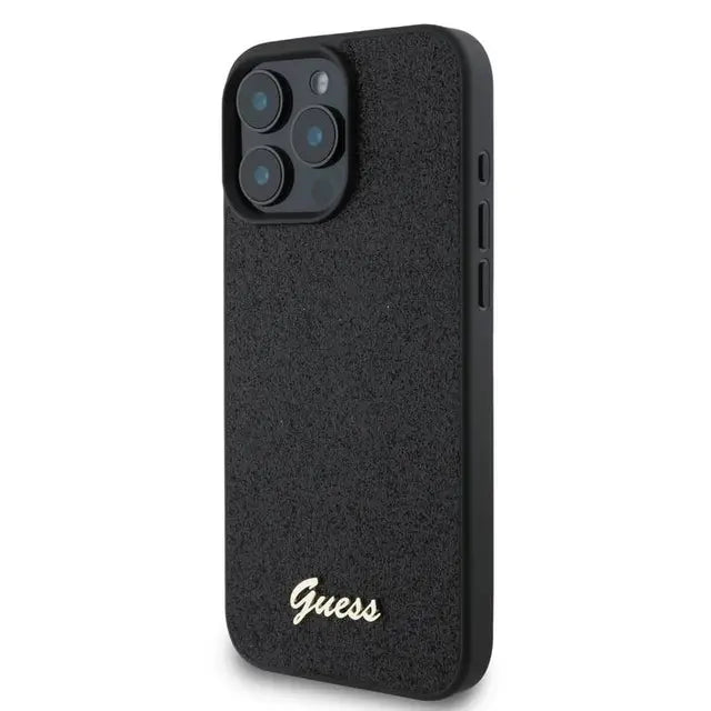 Guess Comfortable Grip Compatible with iPhone 16 Pro Max Drop Protection, Easy Snap-On - Glitter Black