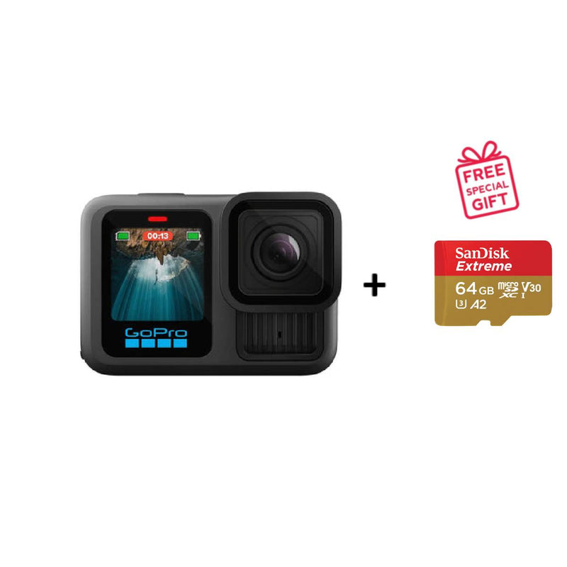 GoPro HERO 13 Action Camera - HyperSmooth Video Stabilization CPSS1 - Black + SanDisk Extreme MicroSD Card 64GB 🎁