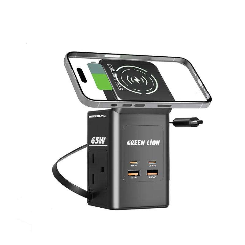 Green Lion GaN 65W Multi Port Travel Adapter - Black
