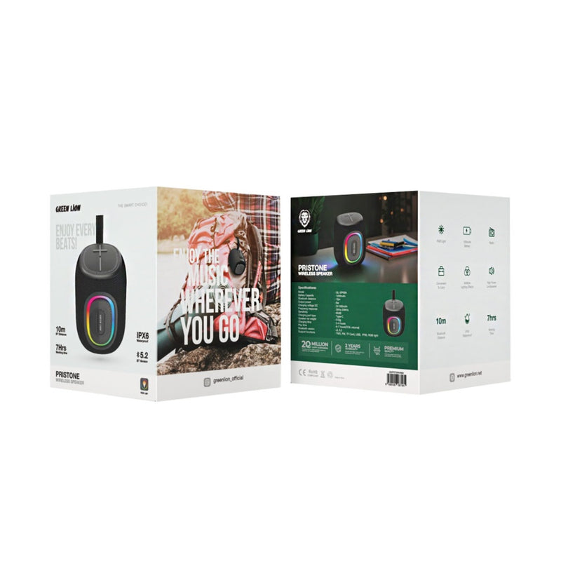 مكبر صوت لاسلكي من Green Lion Pristone بإضاءة RGB وتأثير إضاءة متعدد IPX6 مقاوم للماء