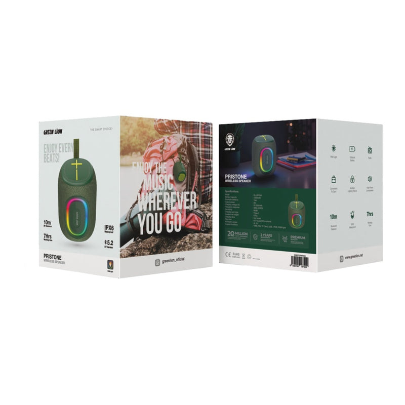 مكبر صوت لاسلكي من Green Lion Pristone بإضاءة RGB وتأثير إضاءة متعدد IPX6 مقاوم للماء