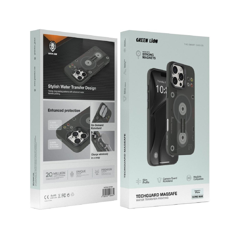 قبضة Green Lion لهاتف iPhone 16 Pro من TechGuard MagSafe - أسود