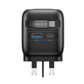 HAVIT UC252 65W GaN Travel Charger With Stretch Cable and Watch Charger - Black