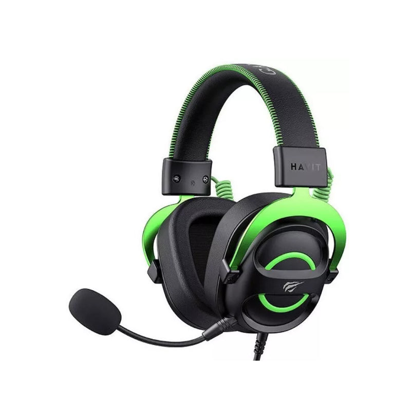 Havit Gaming Headphone with Noise Cancellation, Adjustable Headband H2002E - Black/Green