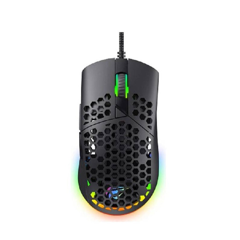 ماوس الألعاب السلكي Havit MS1036 RGB، ماوس الألعاب خفيف الوزن للغاية، هيكل قرص العسل قابل للتعديل بدقة 7200 نقطة في البوصة، 7 أزرار قابلة للبرمجة