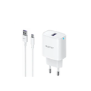 هافيت اس تي922 شاحن حائط بقوة 22.5 واط بمنفذ USB-A مع كابل USB-C - أبيض