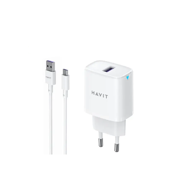 Havit ST922 Wall Charger 22.5W USB-A With USB-C Cable - White