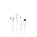 Havit Wired Earphones Type C Headphones with Microphone for Music - Sport Stereo Metal Bass model E336C - White