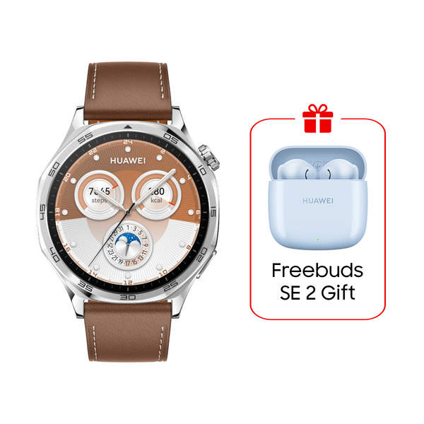 Huawei Watch GT5 with 46mm 1.43" AMOLED, fast and accurate health tracking, Woven Strap - Vili-B19L - Brown + Gift🎁