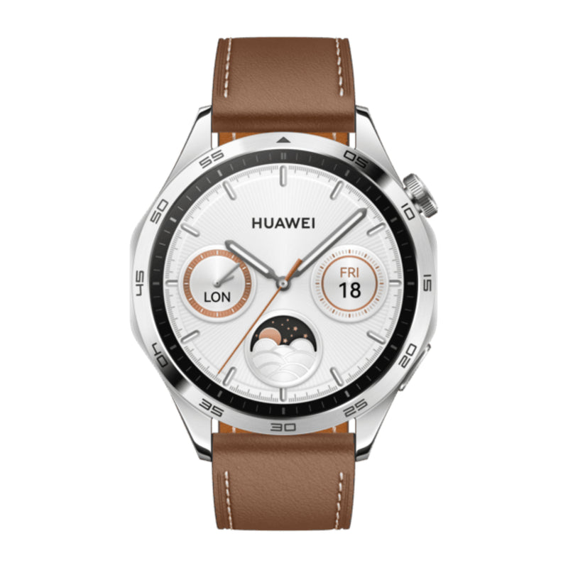 Huawei Smart Watch GT4 , 1.43" AMOLED Screen, Fluoroelastomer Strap, Waterproof - Brown