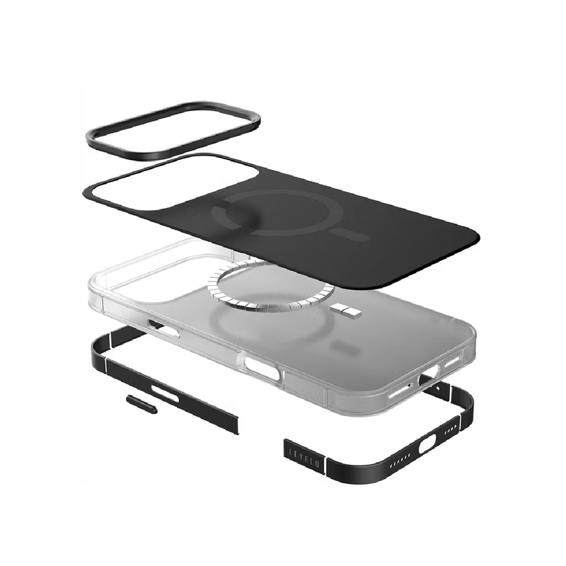 Levelo Opulis For iPhone 17 Pro Max MagSafe Frosted Case Liquid Silicone Comfort - Black
