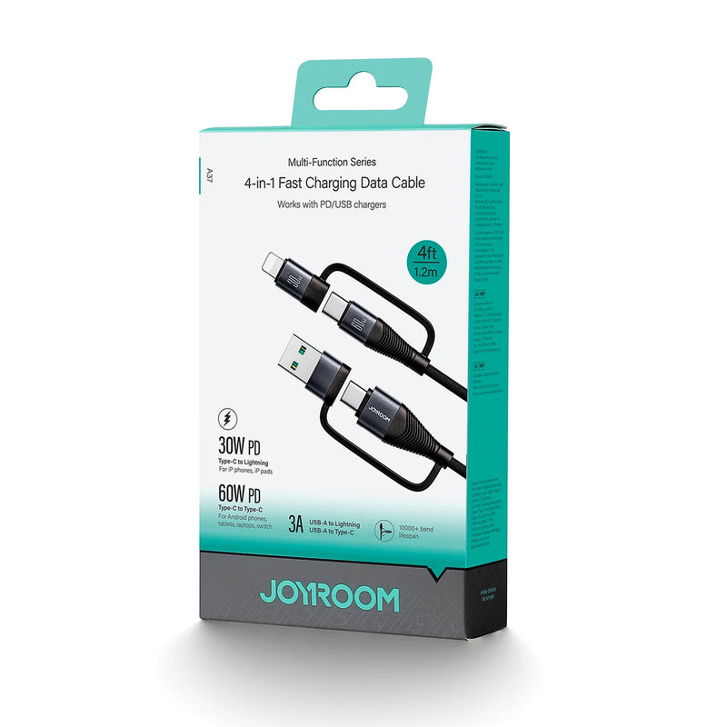 Joyroom 1.4-in-1 USB-A and Type-C to Lightning and Type-C 1.2M - SA37-2T2 - Black