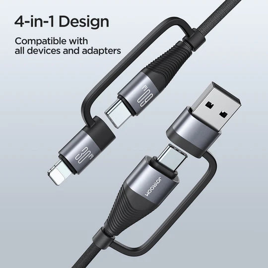 Joyroom 1.4-in-1 USB-A and Type-C to Lightning and Type-C 1.2M - SA37-2T2 - Black