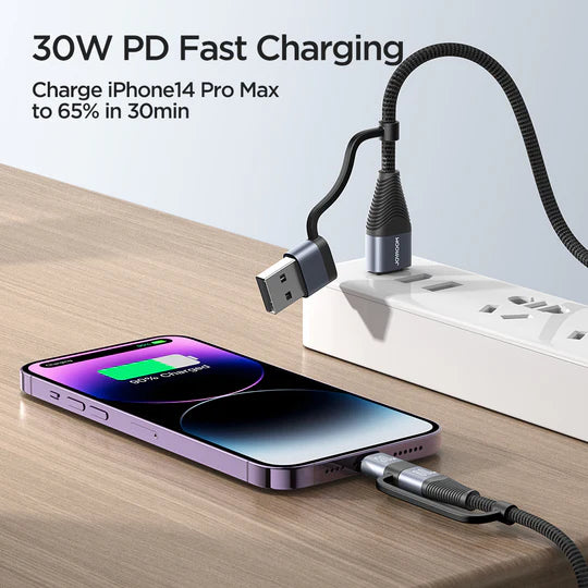 Joyroom 1.4-in-1 USB-A and Type-C to Lightning and Type-C 1.2M - SA37-2T2 - Black